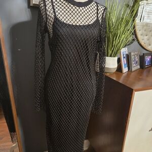 Elegant Black Mesh Dress